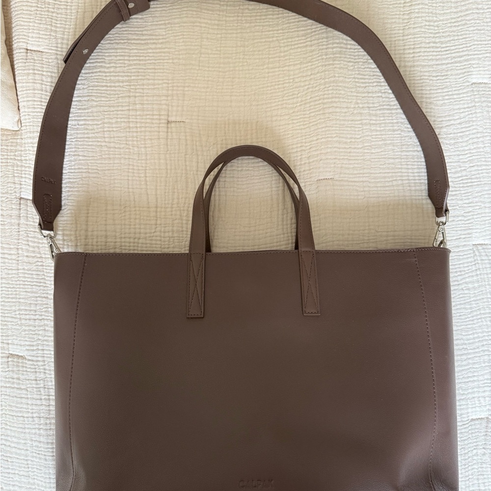 Calpak Brown Leather Tote Bag